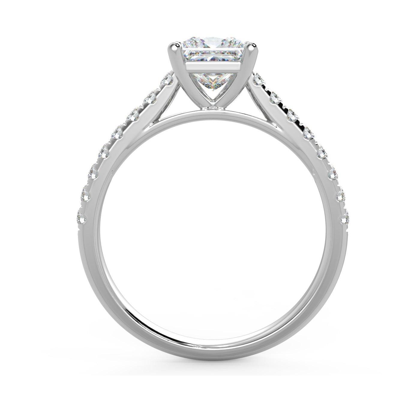 IGI Certified 1.25 Carat Lab Grown Princess and Side Diamond Engagement Ring In Platinum