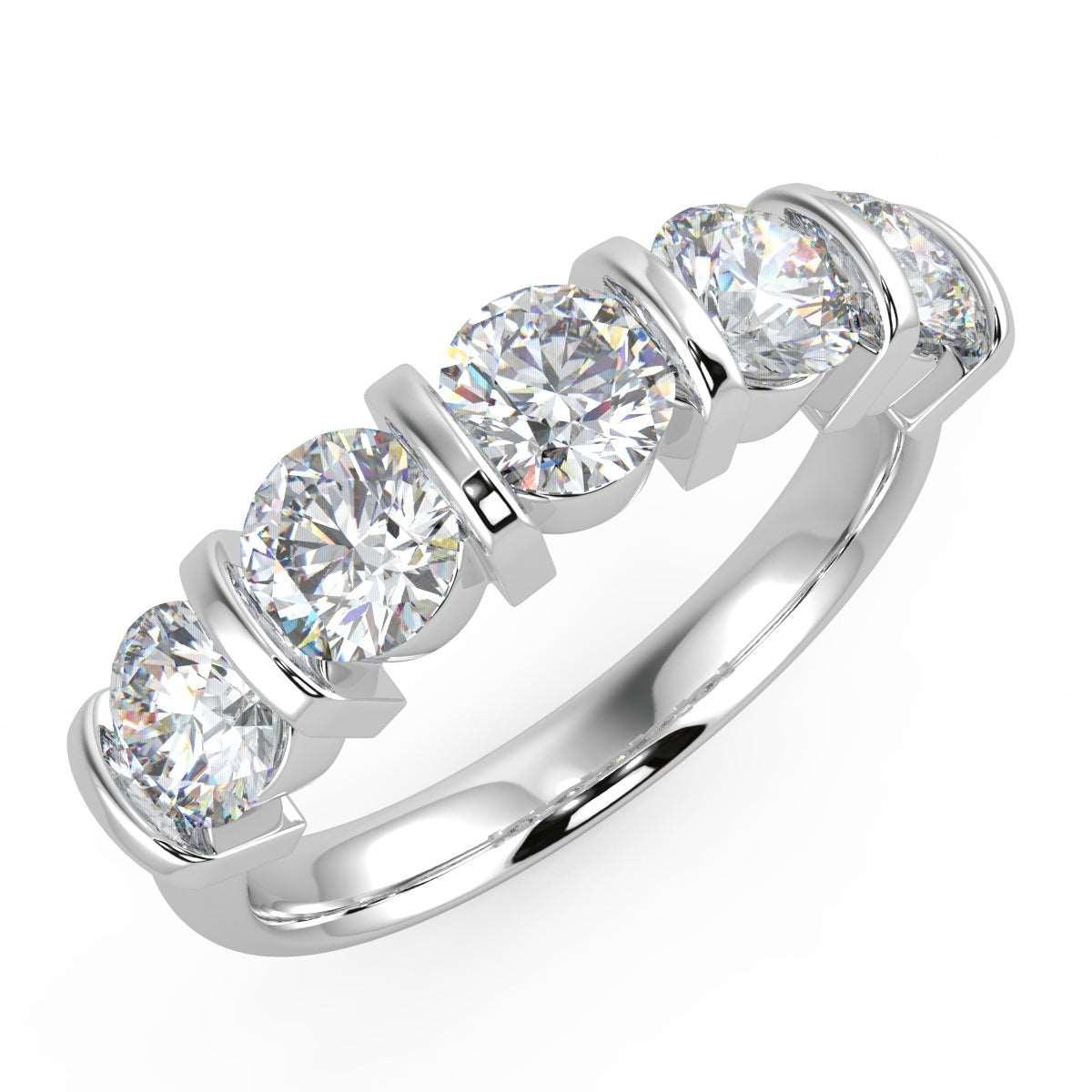 1.00 ct D/VVS Round Diamond 5 Stone Eternity in Platinum/18K Gold