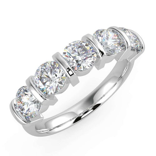 1.00 ct D/VVS Round Diamond 5 Stone Eternity in Platinum/18K Gold