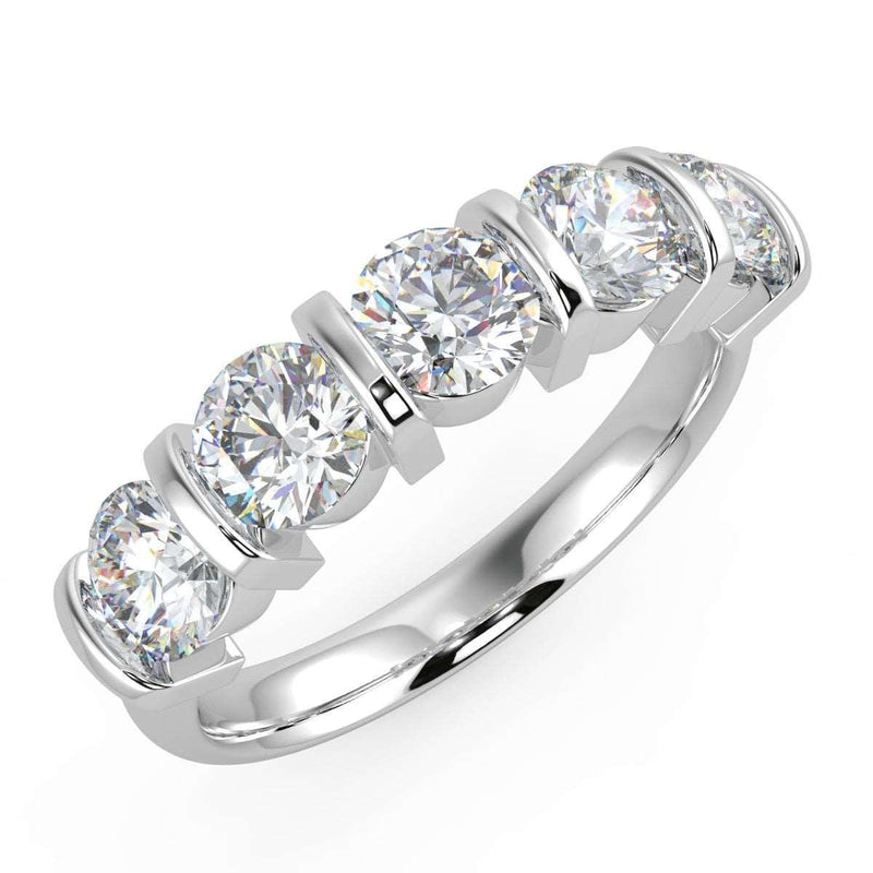 1.00 ct D/VVS Round Diamond 5 Stone Eternity in Platinum/18K Gold
