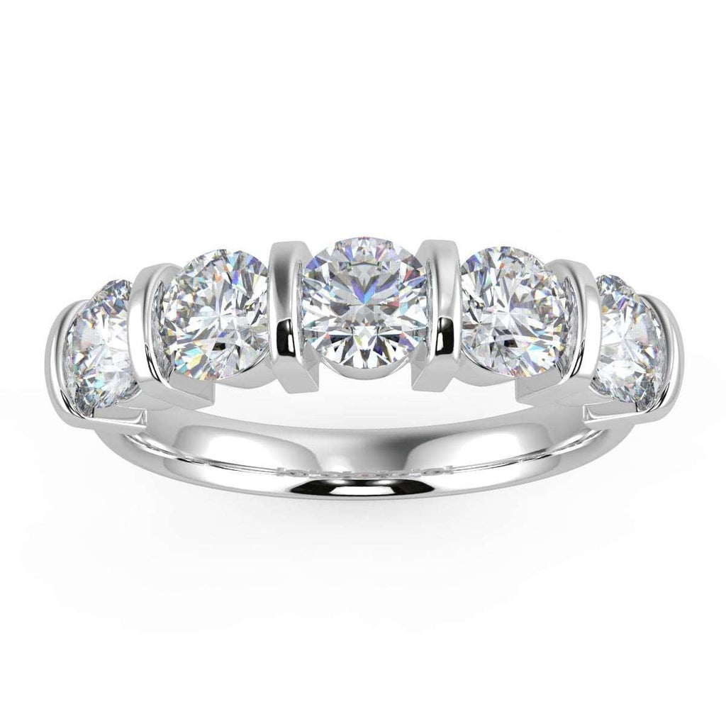 1.00 ct D/VVS Round Diamond 5 Stone Eternity in Platinum/18K Gold