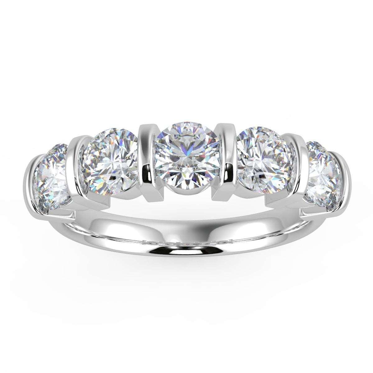 1.00 ct D/VVS Round Diamond 5 Stone Eternity in Platinum/18K Gold
