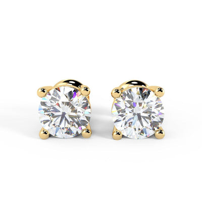 Clearance ! Hugh Round Diamond Stud Earrings in 18k Gold - 3.62Carat