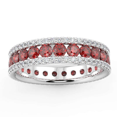 2.50 Ct Ruby and Diamond Full Eternity Ring in 18k White Gold