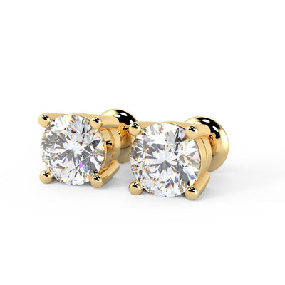 Clearance ! Hugh Round Diamond Stud Earrings in 18k Gold - 3.62Carat