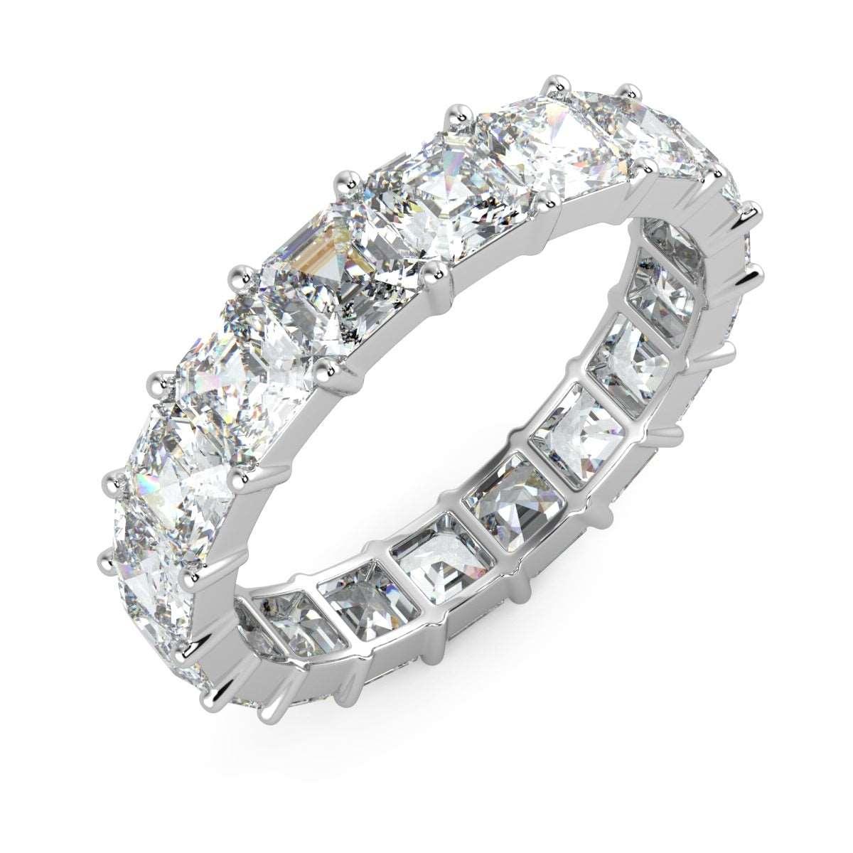 4.00 CT D/VS Asscher Cut Diamond Full Eternity Ring Hallmarked Platinum