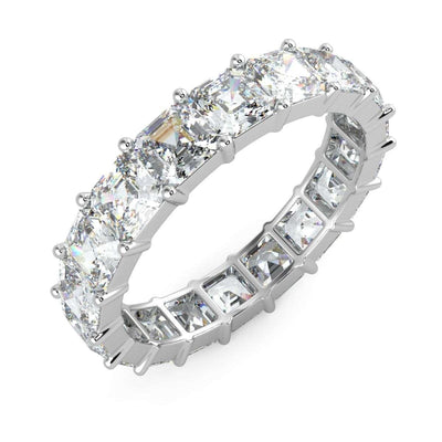 4.00 CT D/VS Asscher Cut Diamond Full Eternity Ring Hallmarked Platinum