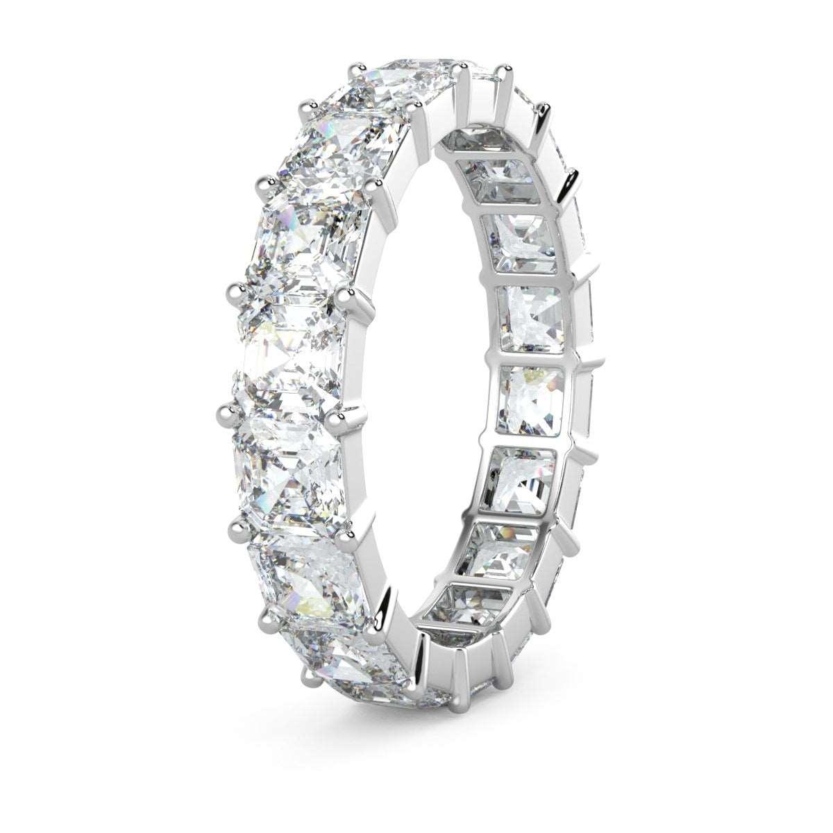 4.00 CT D/VS Asscher Cut Diamond Full Eternity Ring Hallmarked Platinum