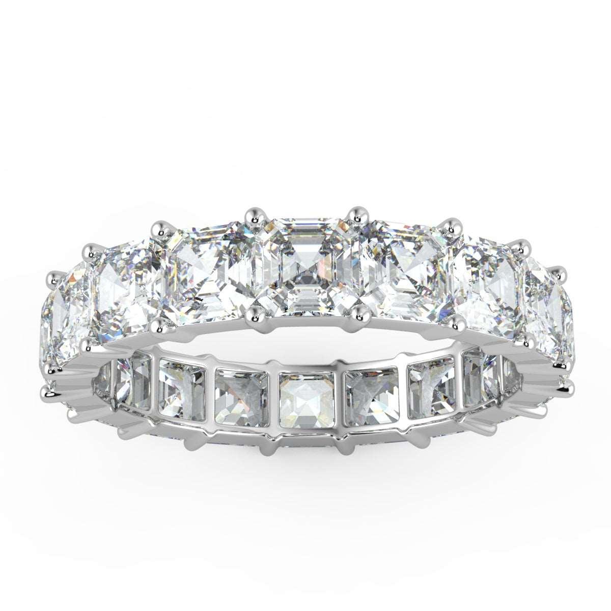 4.00 CT D/VS Asscher Cut Diamond Full Eternity Ring Hallmarked Platinum