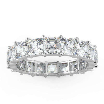 4.00 CT D/VS Asscher Cut Diamond Full Eternity Ring Hallmarked Platinum