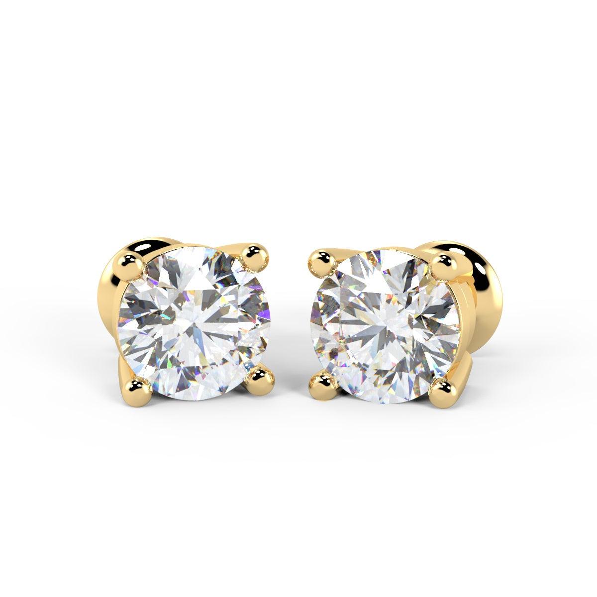 Clearance ! Hugh Round Diamond Stud Earrings in 18k Gold - 3.62Carat