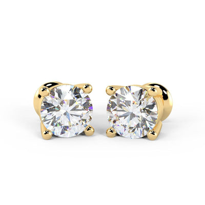 Clearance ! Hugh Round Diamond Stud Earrings in 18k Gold - 3.62Carat