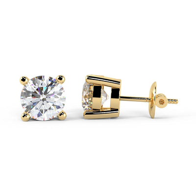 Clearance ! Hugh Round Diamond Stud Earrings in 18k Gold - 3.62Carat