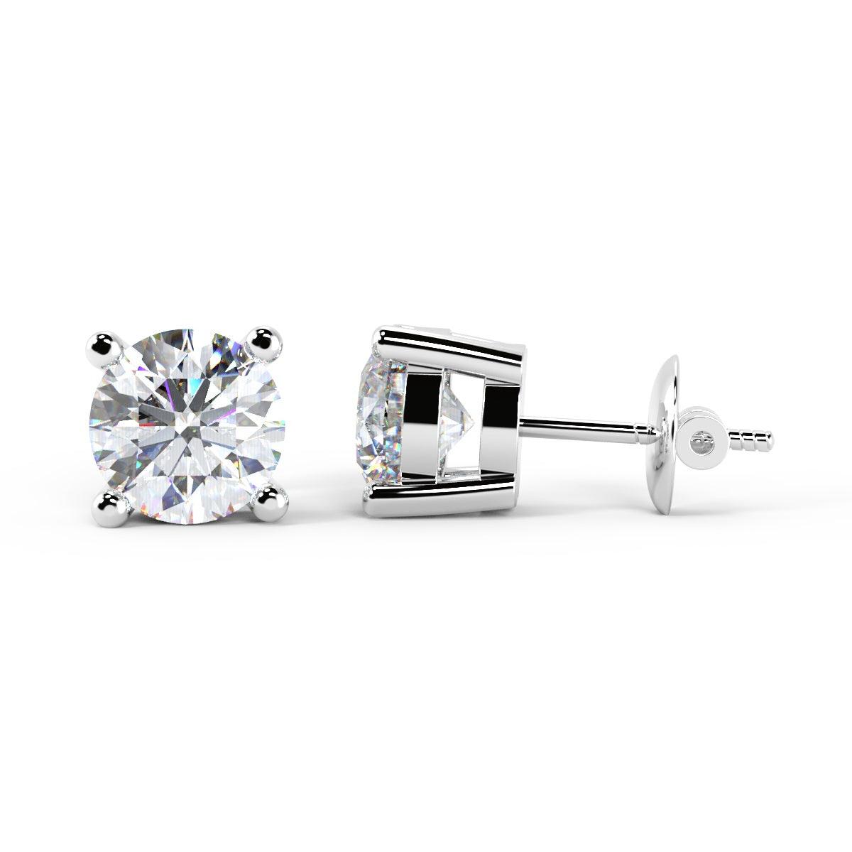 Clearance ! Hugh Round Diamond Stud Earrings in 18k Gold - 3.62Carat