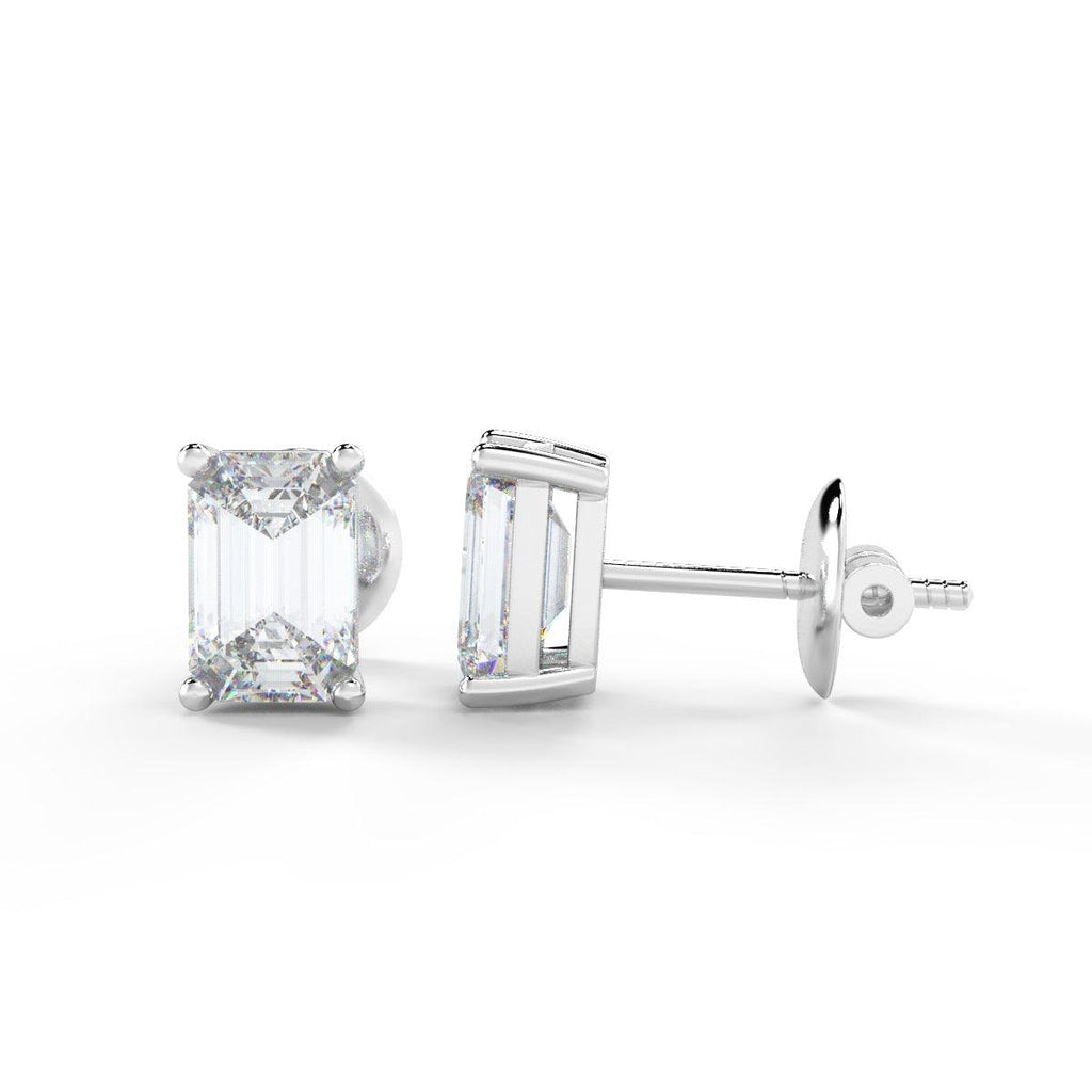 IGI Certified 2.00 Carat E/VS Emerald Diamond Stud Earrings in Platinum / 18k Gold