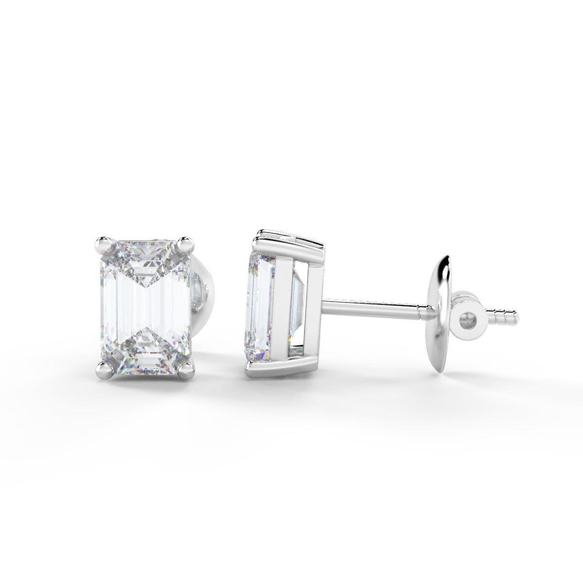 IGI Certified 2.00 Carat E/VS Emerald Diamond Stud Earrings in Platinum / 18k Gold