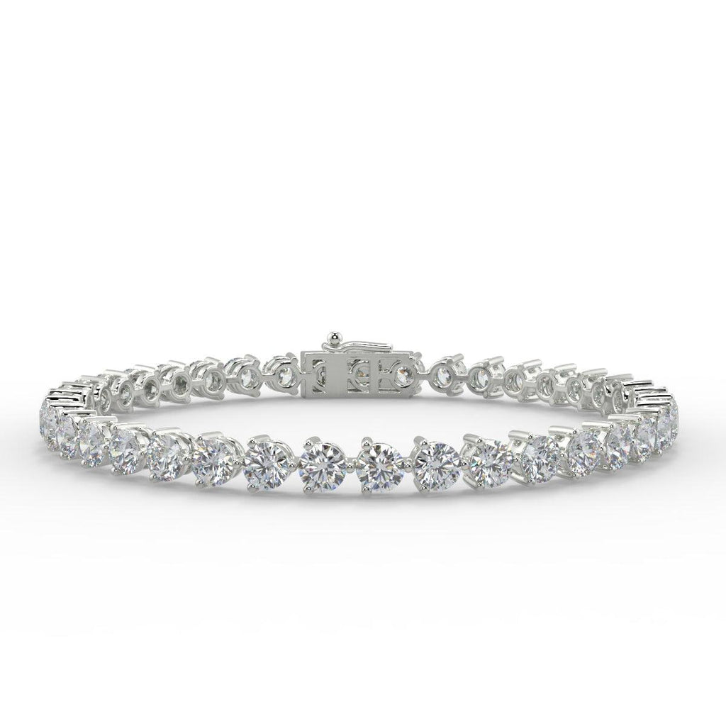 Clearance ! D/VS 3.00Ct - 7.00ct Lab Round Diamond 3 Prong Tennis Bracelet in White Gold