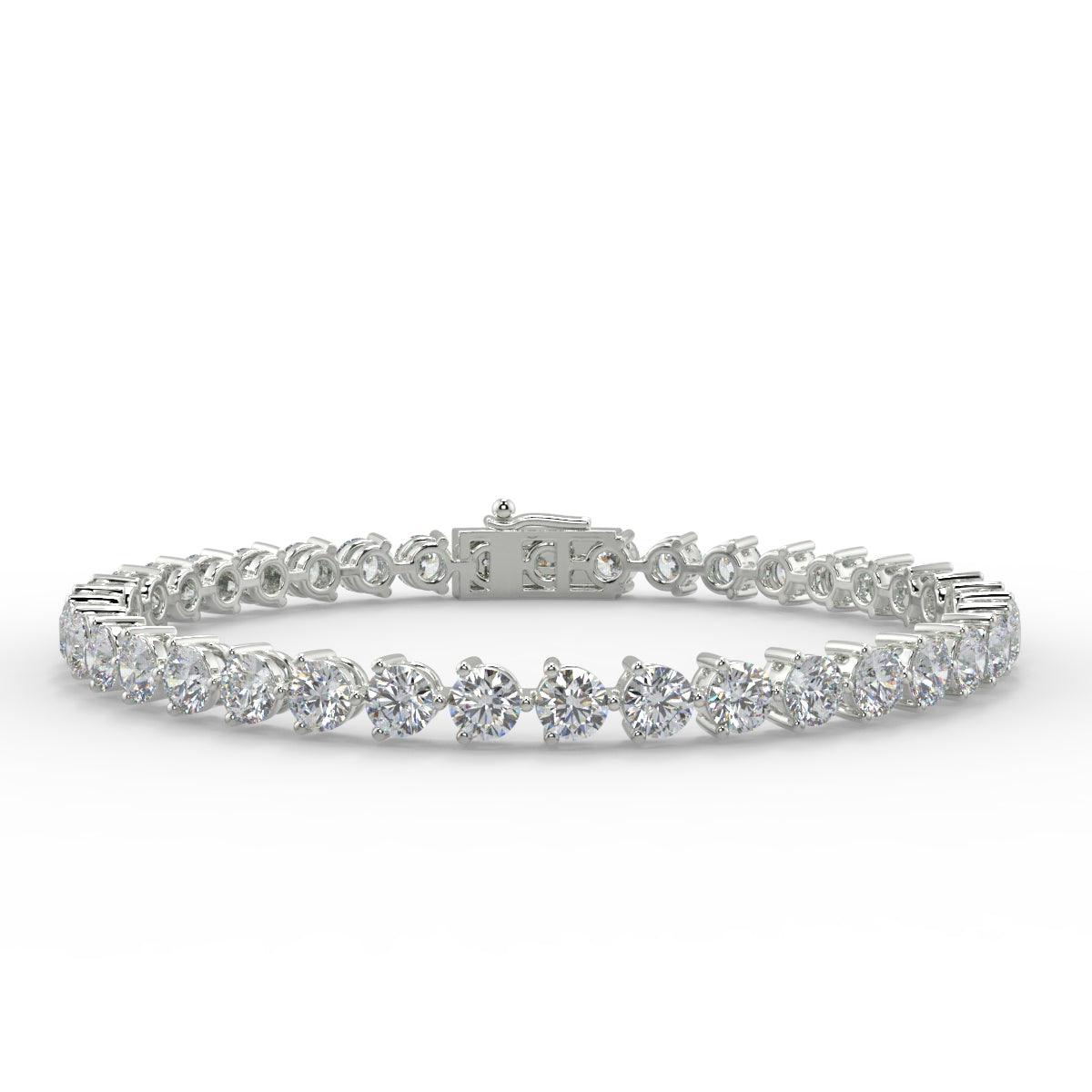 Clearance ! D/VS 3.00Ct - 7.00ct Lab Round Diamond 3 Prong Tennis Bracelet in White Gold