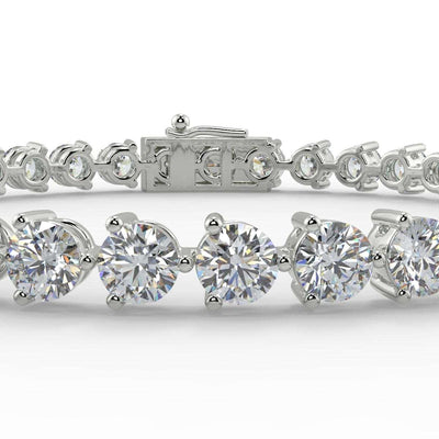 3 Prong Diamond Tennis Bracelet for Womens in 18k Gold & Platinum F/VS 2.00ct - 5.00ct