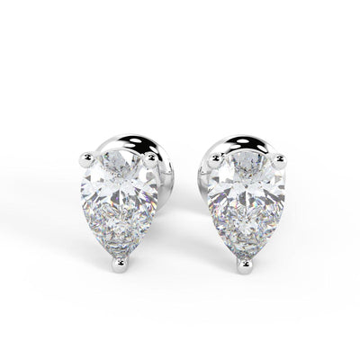 Best Quality D/VS Lab Grown Pear Diamond Stud Earrings in 18k White Gold - 0.75Ct - 2.00ct