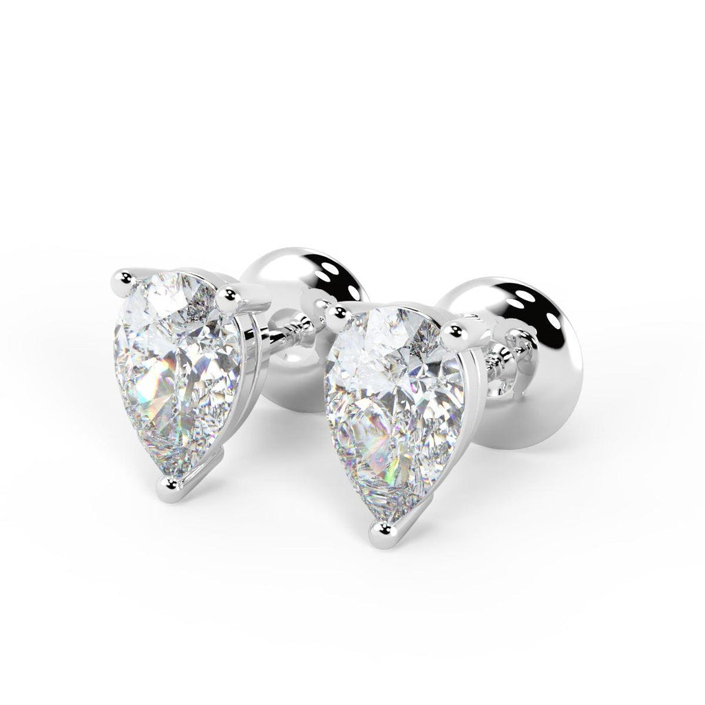 2.00ct D/VS Lab Grown Pear Diamond Stud Earrings in Platinum