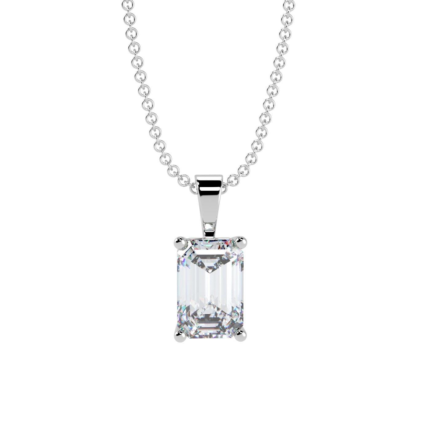 IGI Certified Emerald Diamond Solitaire Pendant Necklace for Women in 18k Gold 1.00Ct-3.00Ct