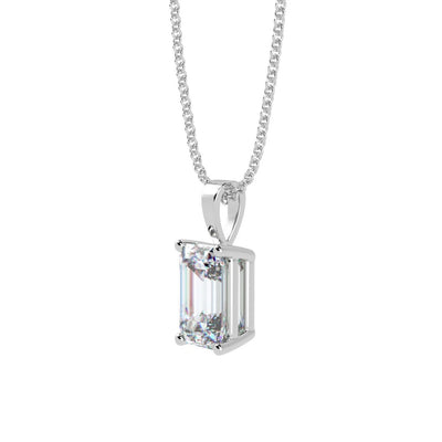 IGI Certified Emerald Diamond Solitaire Pendant Necklace for Women in 18k Gold 1.00Ct-3.00Ct