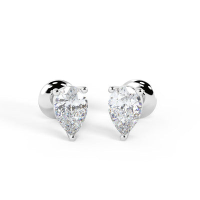 Best Quality D/VS Lab Grown Pear Diamond Stud Earrings in 18k White Gold - 0.75Ct - 2.00ct