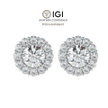 Certified 2.50Ct E/VS Round Lab Diamond Halo Earrings Crafted in 18K White Gold