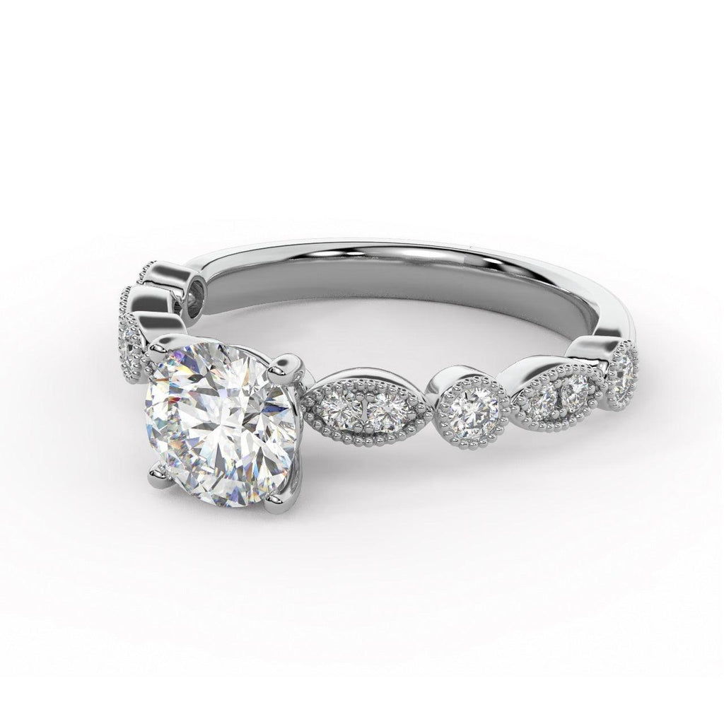 Exception White D/VS 2.25Ct Round Diamond Engagement Ring in 18k Gold / Platinum