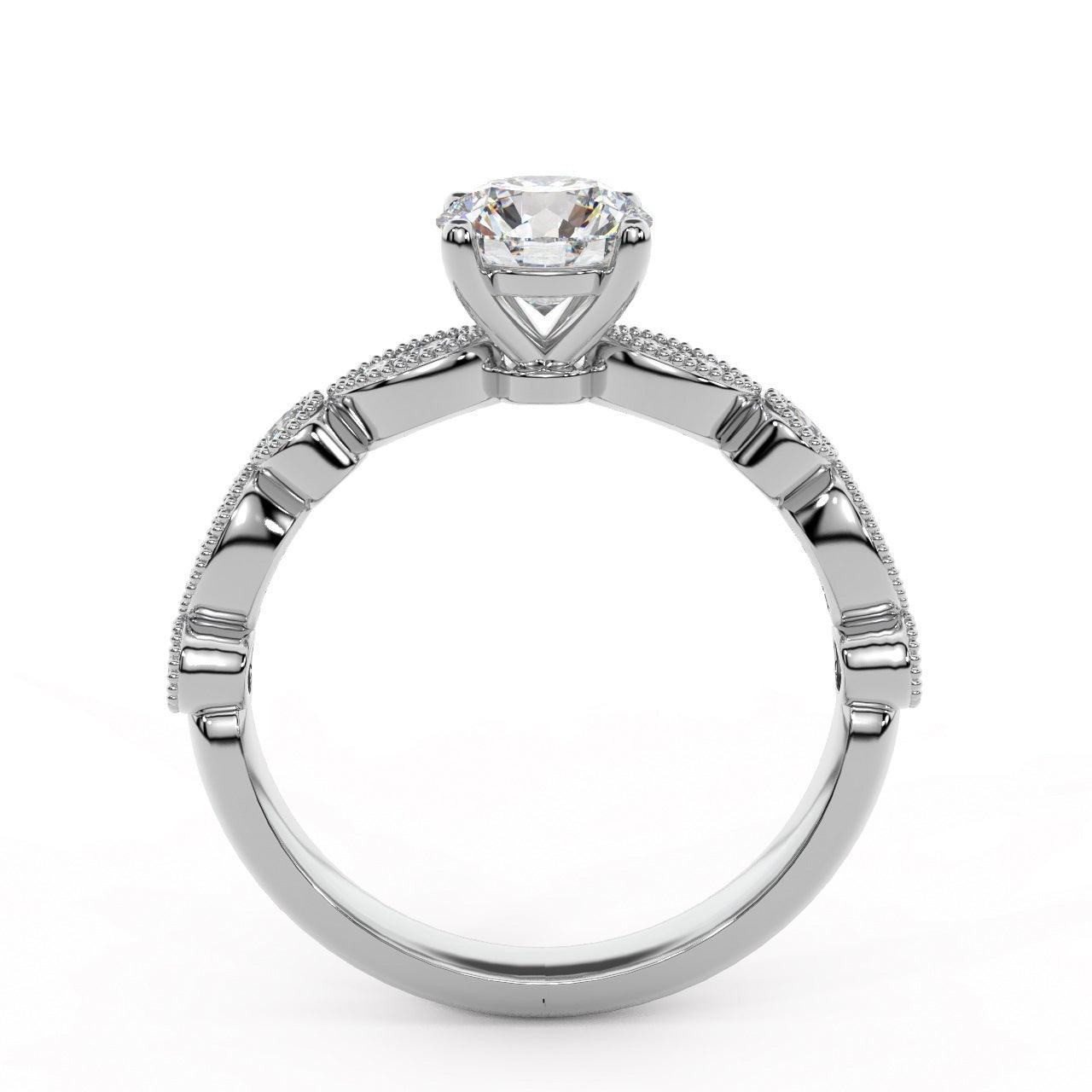 Exception White D/VS 2.25Ct Round Diamond Engagement Ring in 18k Gold / Platinum