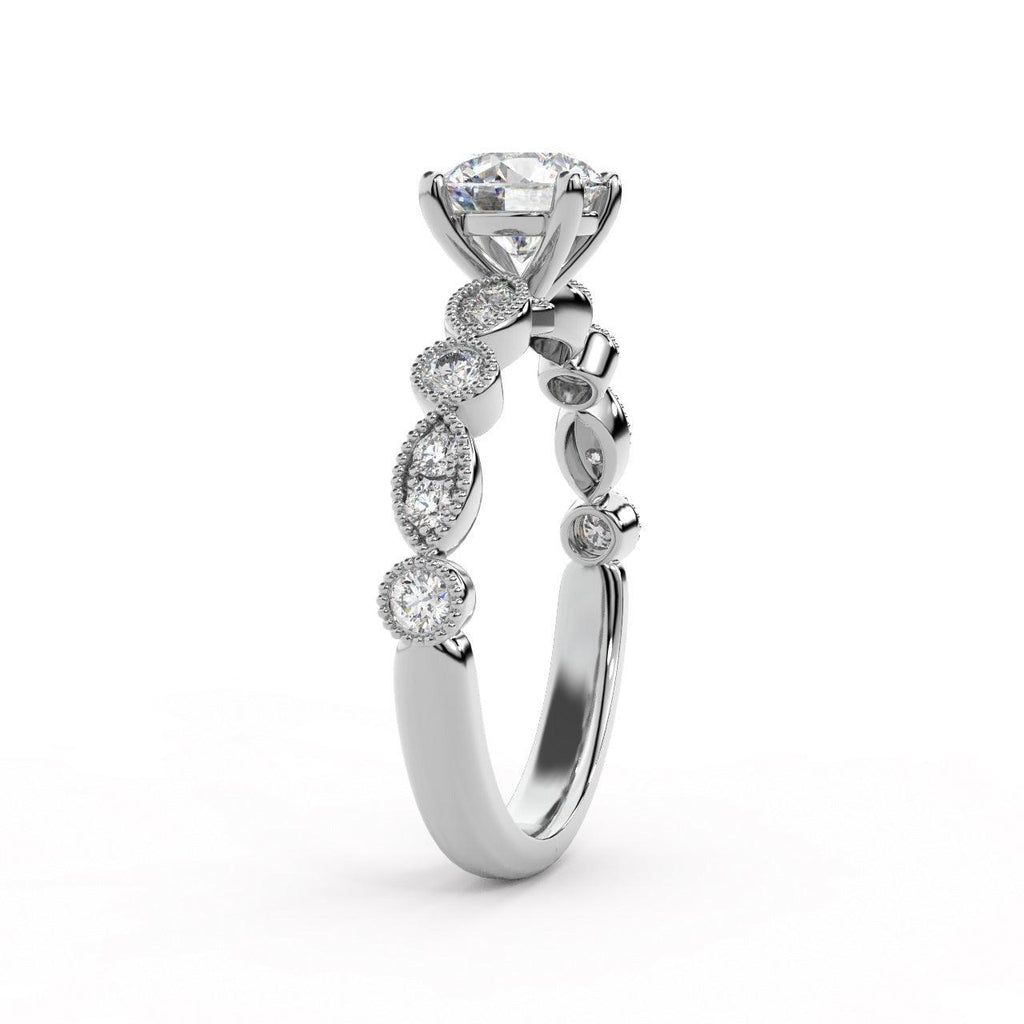Exception White D/VS 2.25Ct Round Diamond Engagement Ring in 18k Gold / Platinum