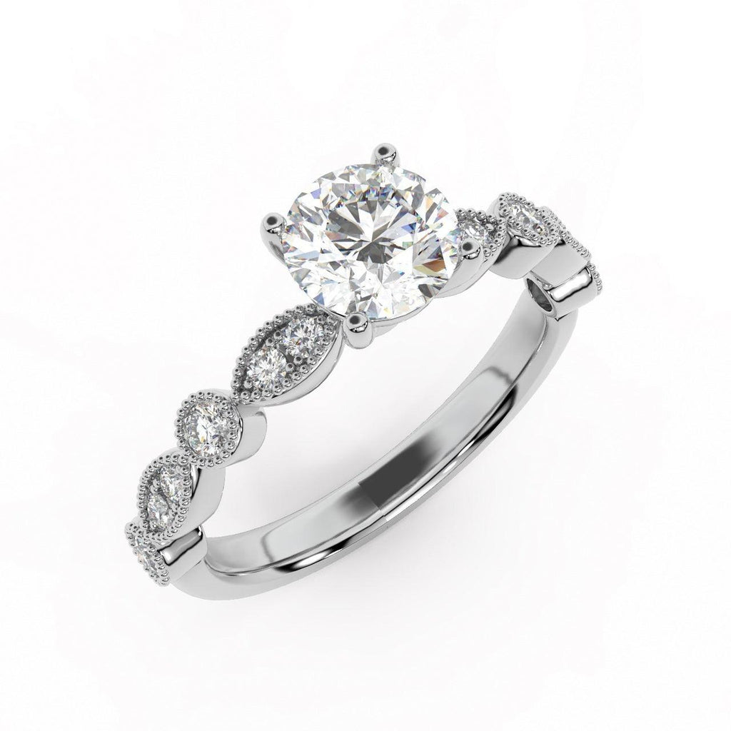 Exception White D/VS 2.25Ct Round Diamond Engagement Ring in 18k Gold / Platinum