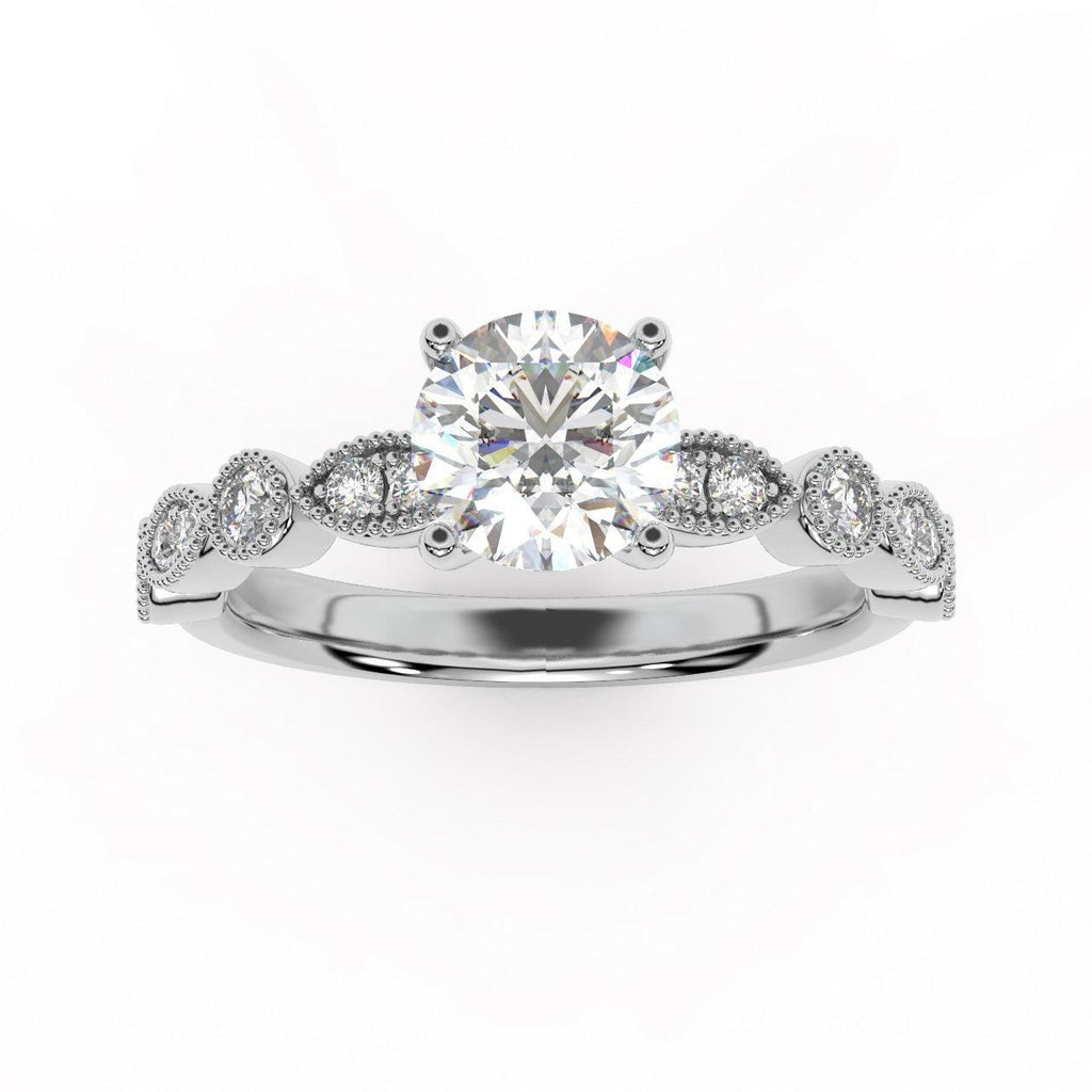 Exception White D/VS 2.25Ct Round Diamond Engagement Ring in 18k Gold / Platinum