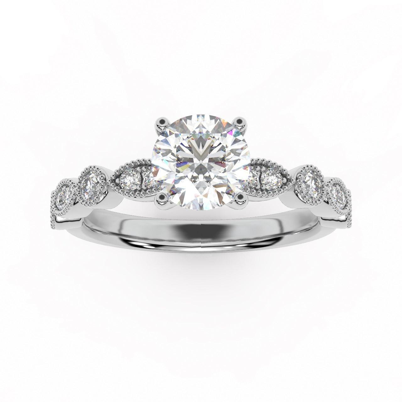 Exception White D/VS 2.25Ct Round Diamond Engagement Ring in 18k Gold / Platinum