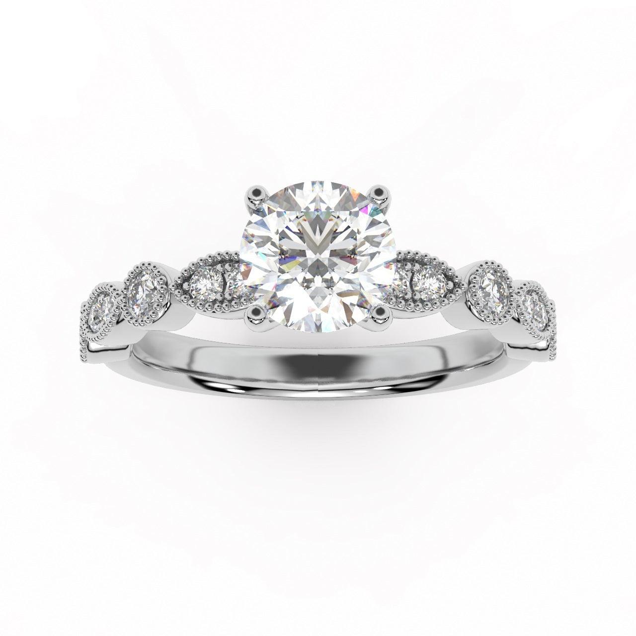 Exception White D/VVS 2.25Ct Round Diamond Engagement Ring in 18k Gold / Platinum