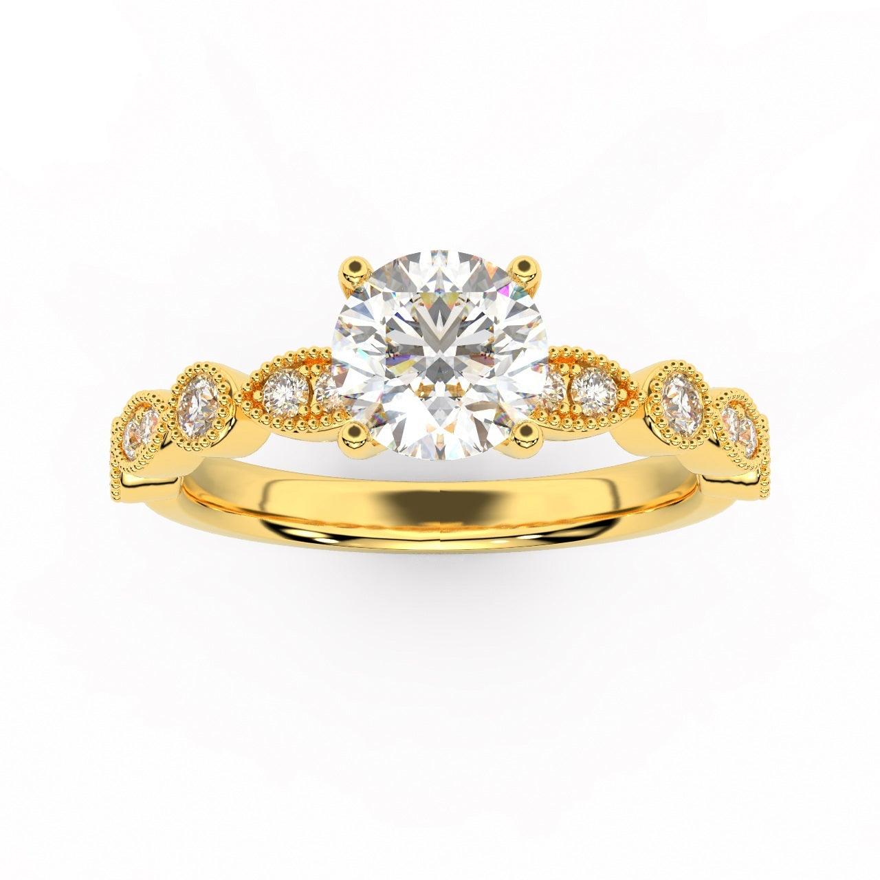 Exception White D/VS 2.25Ct Round Diamond Engagement Ring in 18k Gold / Platinum