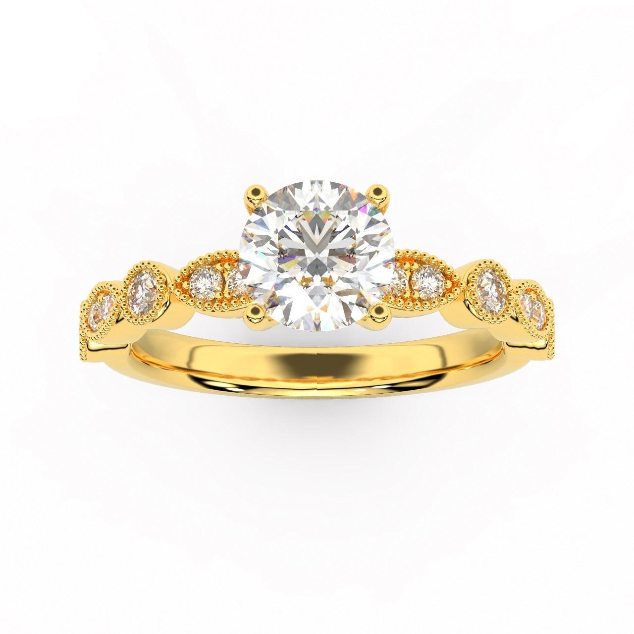 Exception White D/VVS 2.25Ct Round Diamond Engagement Ring in 18k Gold / Platinum