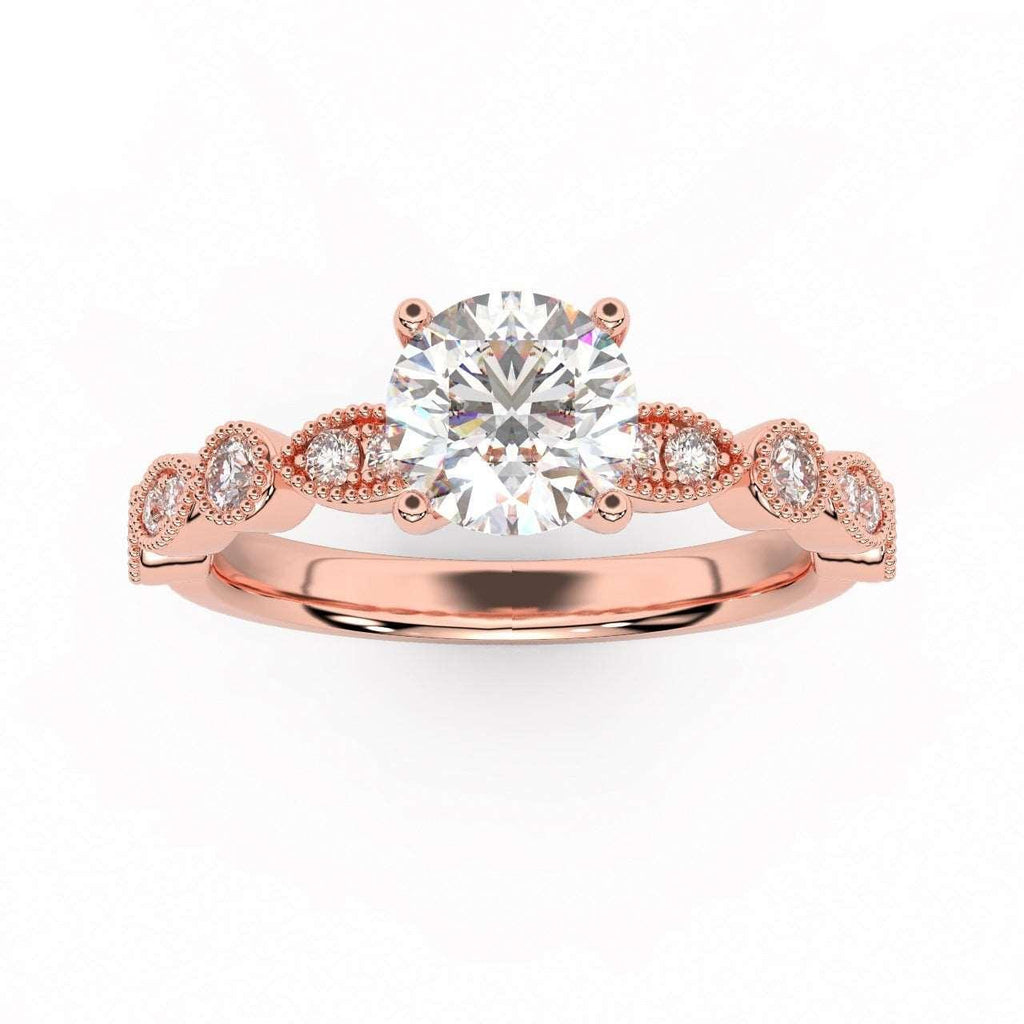 Antique Bezel And Pave Set Diamond Engagement Ring - Miligrain on Edges