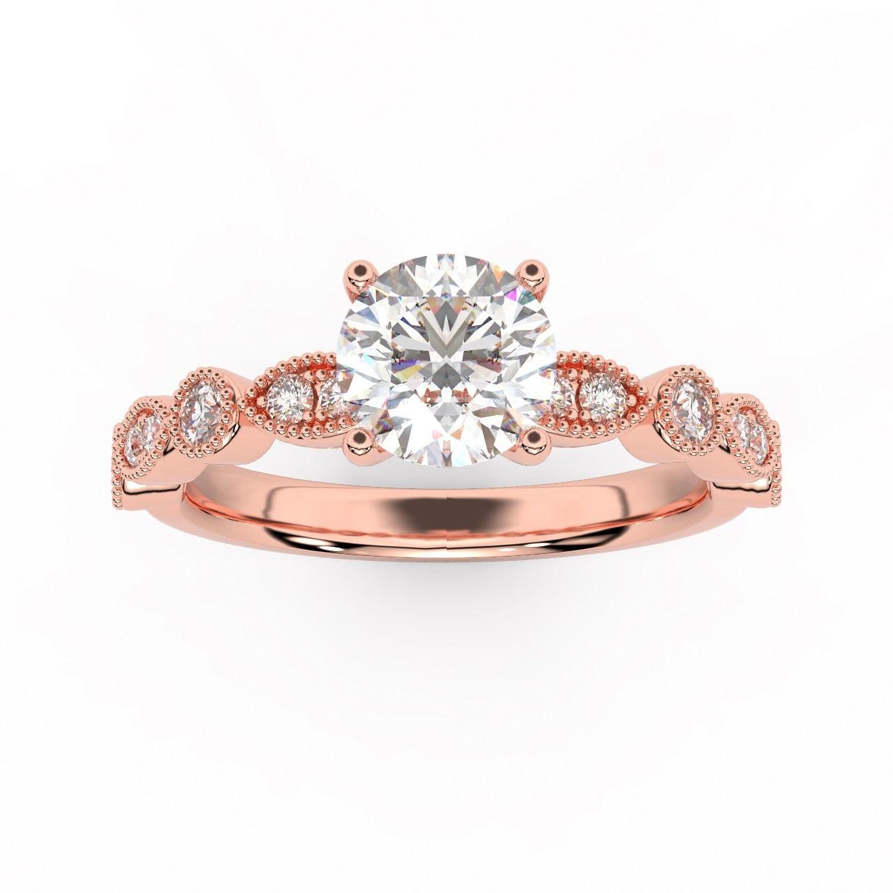 Exception White D/VS 2.25Ct Round Diamond Engagement Ring in 18k Gold / Platinum