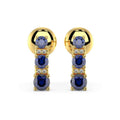 100% Natural 0.50 Carat Sapphire & Diamond Tower Earrings, White & Yellow Gold