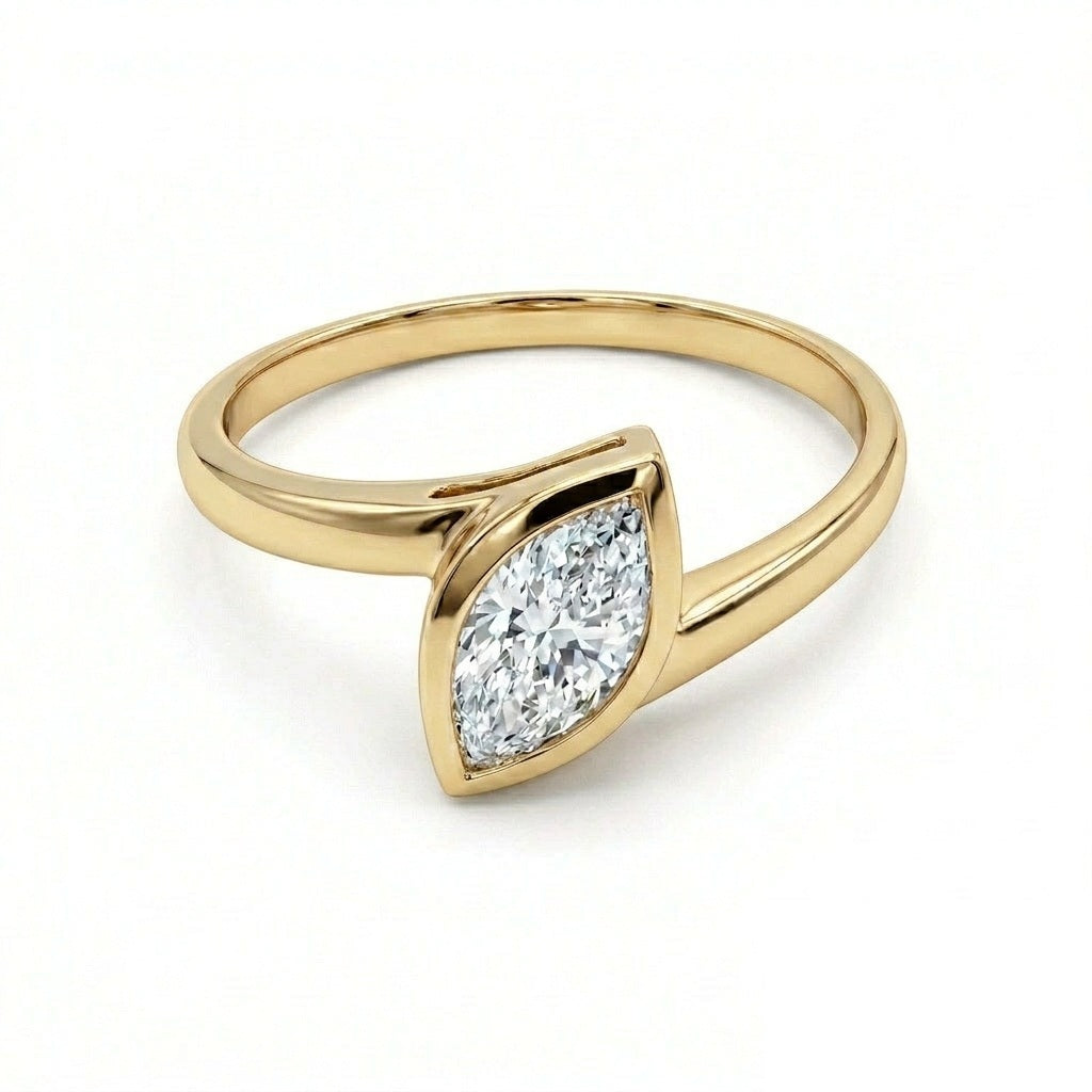 GIA Certified 1.00CT Natural Marquise Diamond Engagement Ring