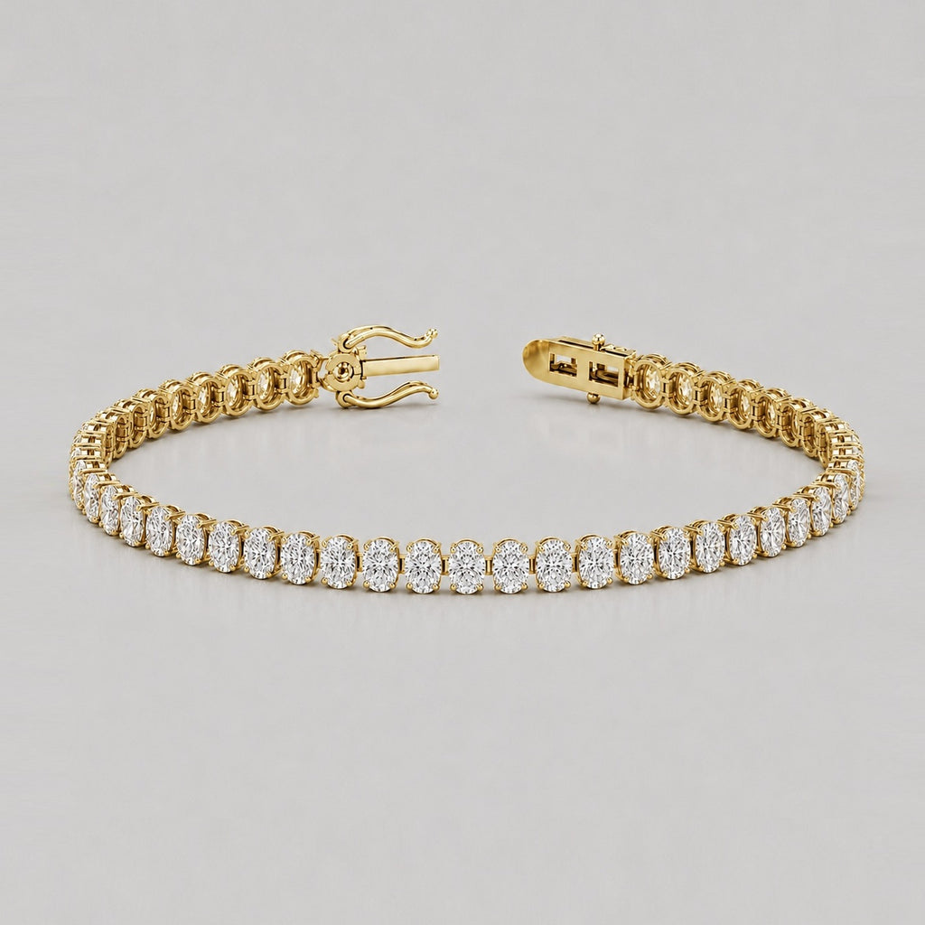 Vertical Oval Diamond Vertical Tennis Bracelet in Gold & Platinum (8Ct-30Ct)