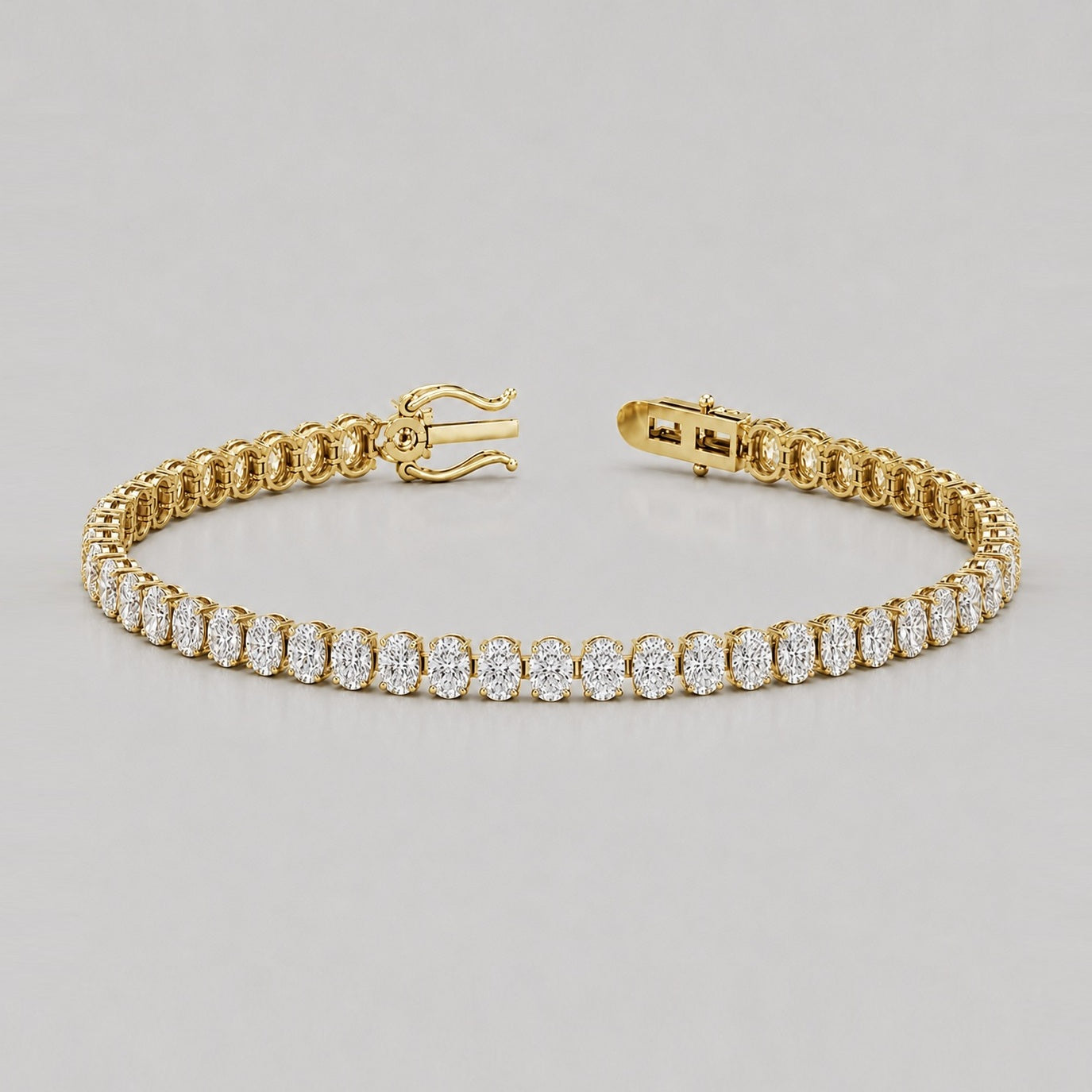 Vertical Oval Diamond Vertical Tennis Bracelet in Gold & Platinum (8Ct-30Ct)