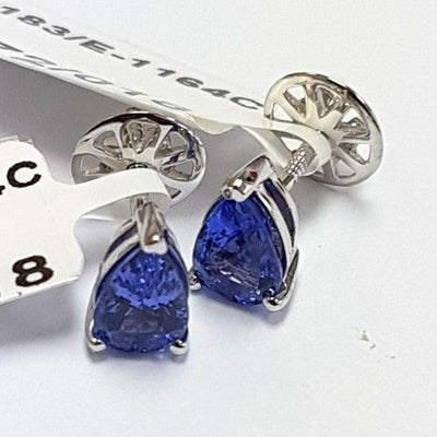 Natural Pear Tanzanite 1.80 Carat  Stud Earring in White Gold