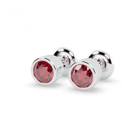 Top Most Quality 1.00 Carat Ruby Bezel Set Stud Earring In White Gold