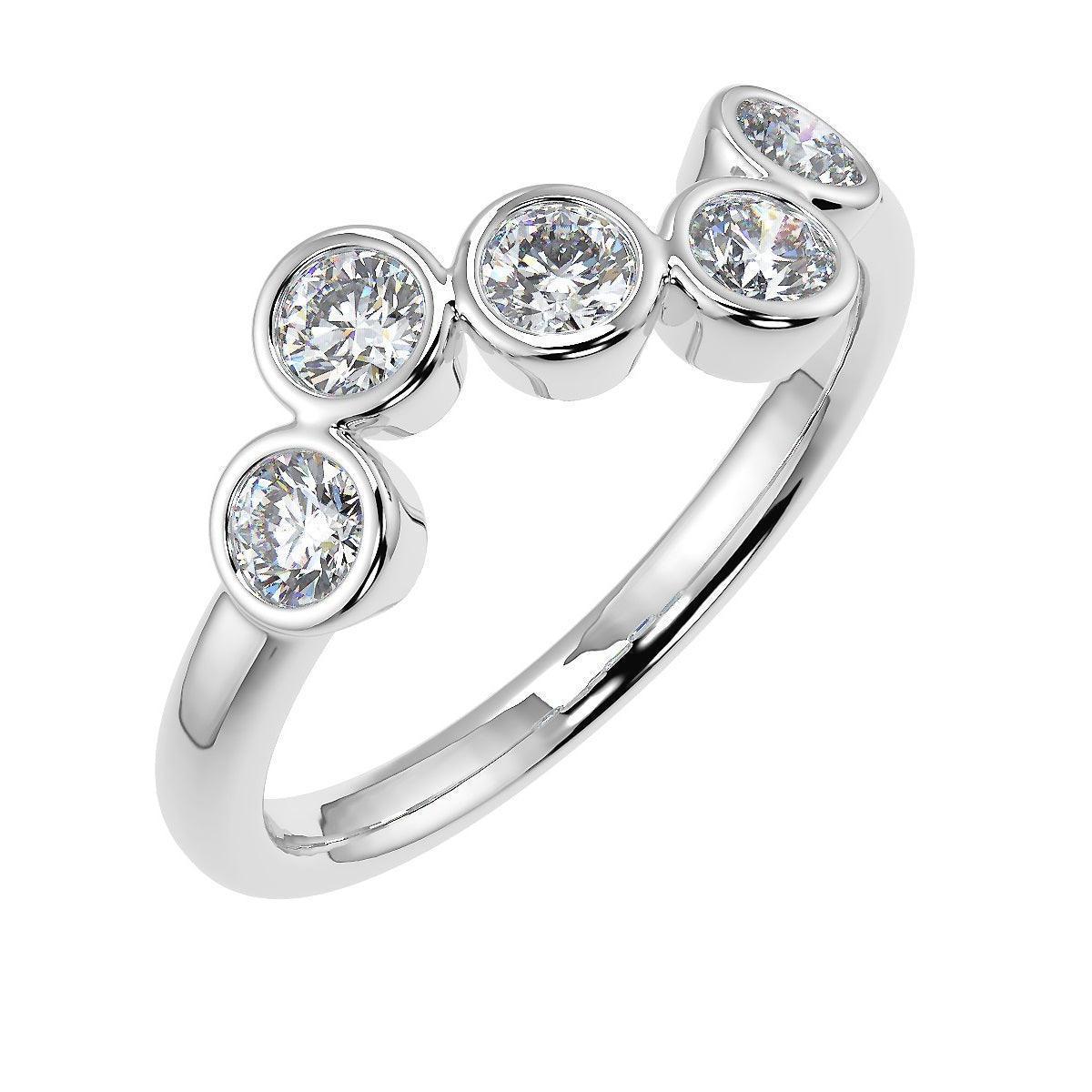 5 Round Diamond Bubble Eternity Ring, UK Hallmarked Gold / Platinum 0.50Ct D/VVS - Amada Diamonds