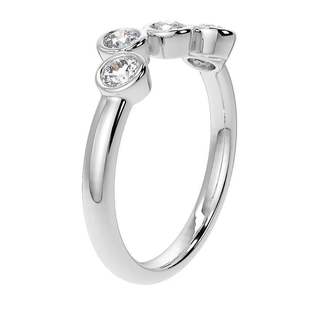 5 Round Diamond Bubble Eternity Ring, UK Hallmarked Gold / Platinum 0.50Ct D/VVS - Amada Diamonds