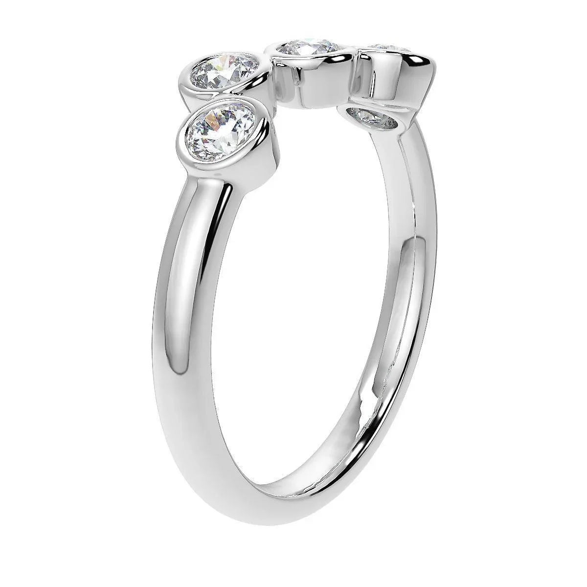 5 Round Diamond Bubble Eternity Ring, UK Hallmarked Gold / Platinum 0.50Ct D/VVS - Amada Diamonds