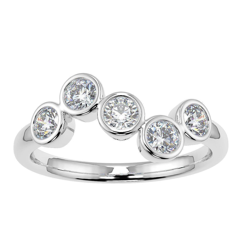 5 Round Diamond Bubble Eternity Ring, UK Hallmarked Gold / Platinum 0.50Ct D/VVS - Amada Diamonds